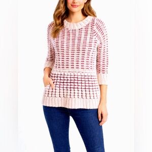 Anthropologie Fietsvoor2 Red Cream Sweater Cottagecore Knit Size Small